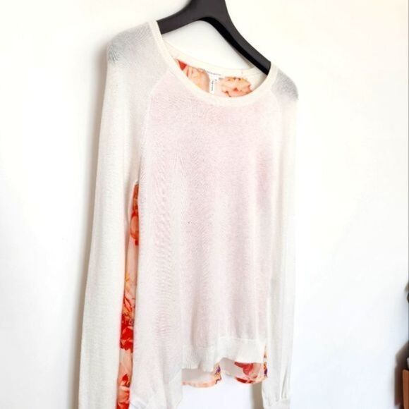 BCBGeneration Long-Sleeve Shirt with Chiffon Back Floral Prints - Picture 2 of 5